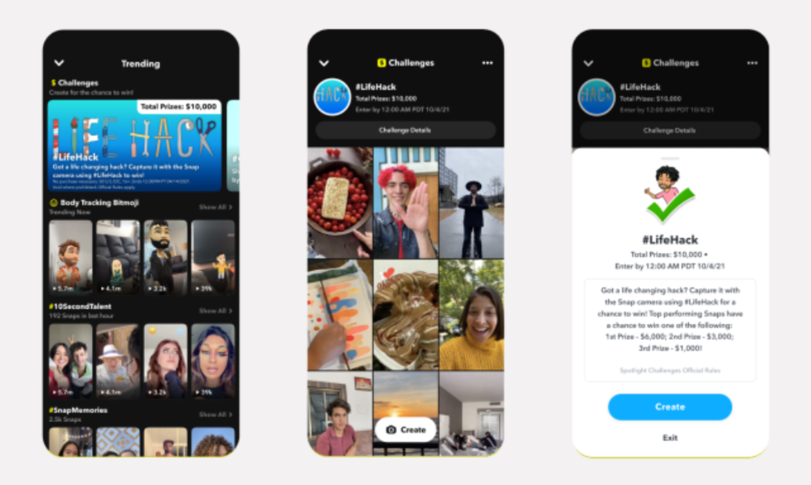 Snapchat聚焦挑战和其他创作者的盈利工具!